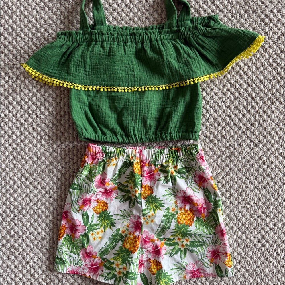 Rare Editions Tropical Crop Top Set - NWOT